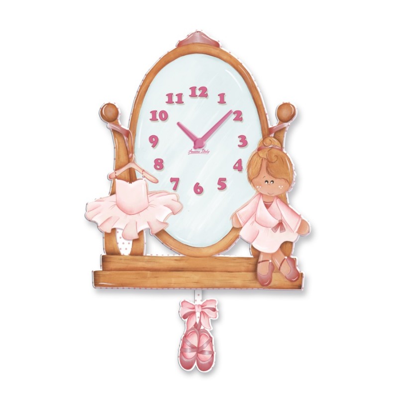 Orologio a Pendolo da Parete Ballerina in Legno per Bimbi - Aracne Italy -  Bebe Confort snc